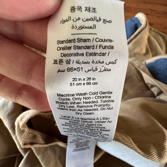 Pottery Barn Teen Camden Reversible Standard Sham Pair Faded Navy Blue Cotton - Picture 7 of 7